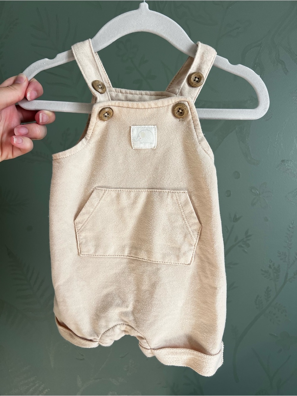 Rabbit + Bear by Emily & Oliver Tan Overall Romper